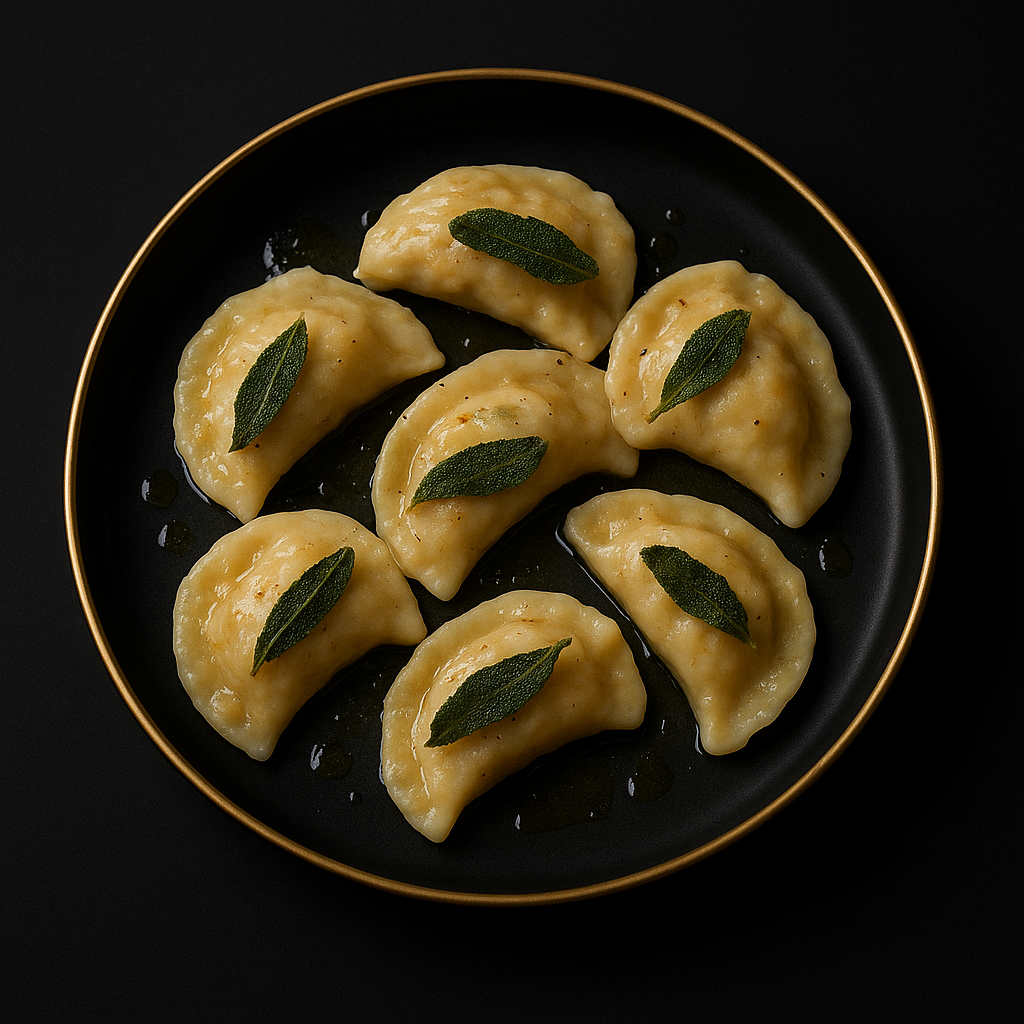 Wild Mushroom Pierogi with Truffle Butter & Crispy Sage