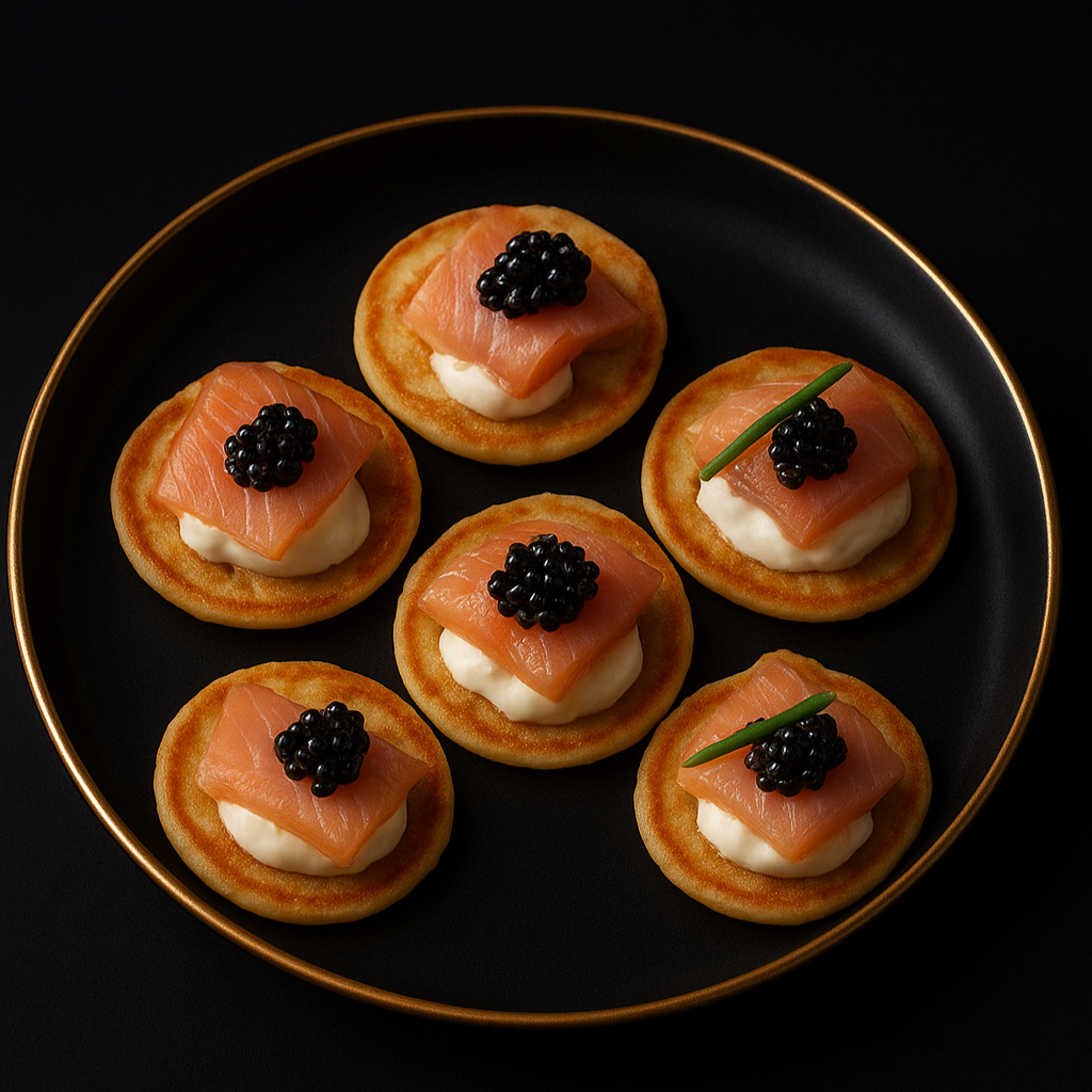 Smoked Sable & Crème Fraîche Blinis