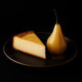 Ukrainian Cheesecake “Syrnyk” with Vodka-Poached Pear